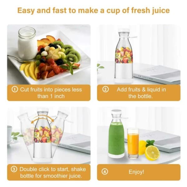 Portabel Mixer - Bärbar Uppladdningsbar Smoothie Blender vit white