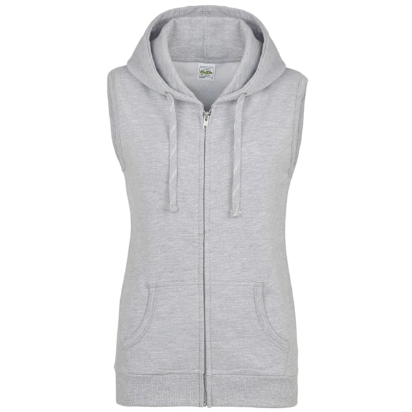 AWDis Just Hoods Dam/Dam Girlie Sleeveless Full Zip Hoodi Heather Grey Heather Grey 2XS