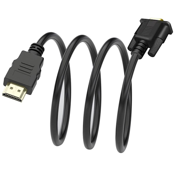 1.8m HDMI til VGA Kabel - Adapter Black Svart