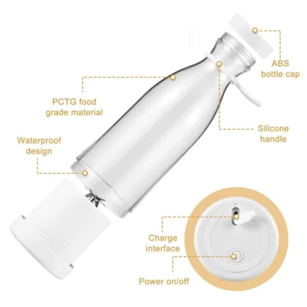 Portabel Mikser - Bærbar Oppladbar Smoothie Blender hvit white