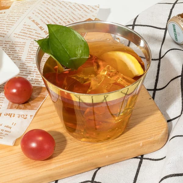 25-pak - 9 oz plastikglas til cocktails, kantet plastikglas, gennemsigtig kop