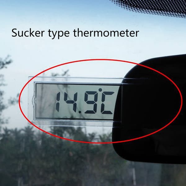 Mini Bil Digital klokke Auto Watch / Automotive Termometer med Sugekopp null - B