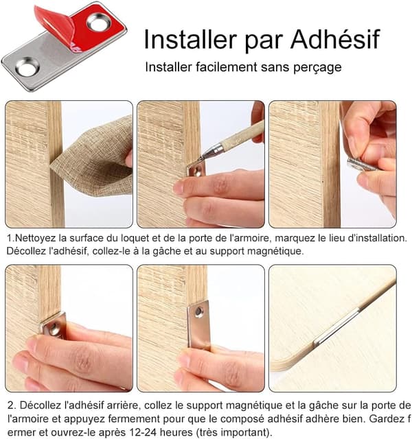 Magnetisk Dørmagnet Sæt med 6 Ultratyndt Rustfrit Stål