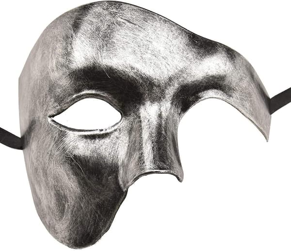 Naamio miehille Halloween Oopperan kummitus -naamiaisnaamio Silver