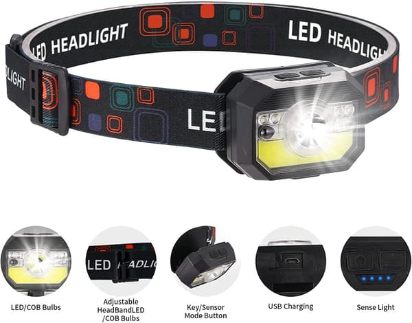 LED-voimakas valoherkkä otsalamppu monitoimikypärä taskulamppu