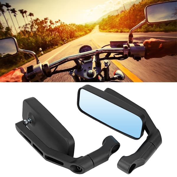 2st motorcykelmodifierad aluminium bakre backspeglar antibländande backspeglar (svarta)