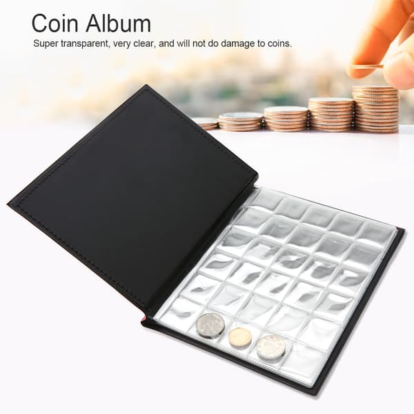 250 lommer 10 sider World Coin Opbevaringsmappe Album Penge Samlingsholder Bog Sort