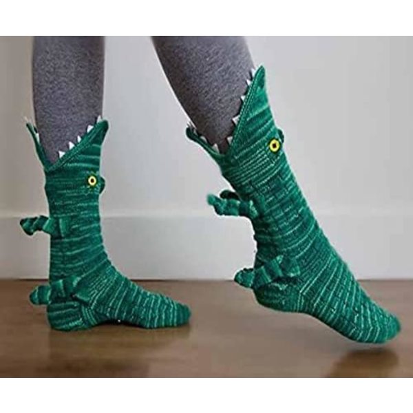 Kvinders sjove dyrestrømper Nyhed Krokodille Gulvstrømper Christmas Creative 3D strikkede sokker Trendy Shark Socks Krokodille