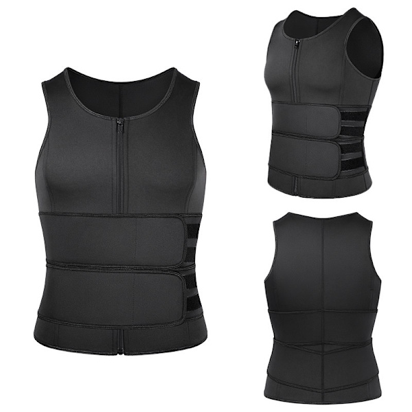 Män Shapewear Waist trainer Bastukostym Träningsväst Black XXL