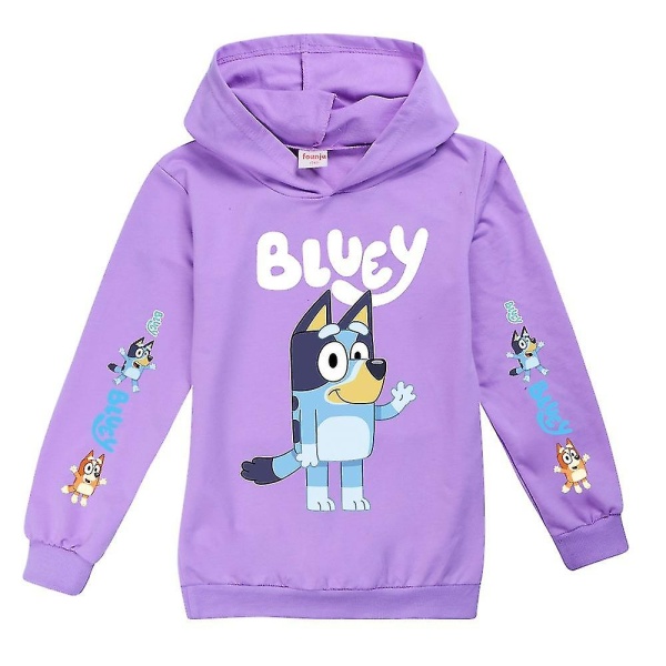 Bingo Bluey tegneserietryk Hættetrøjer Børn Drenge Piger Casual Hættetrøje Sweatshirt Jumper Hættetrøje Toppe Purple 7-8 Years