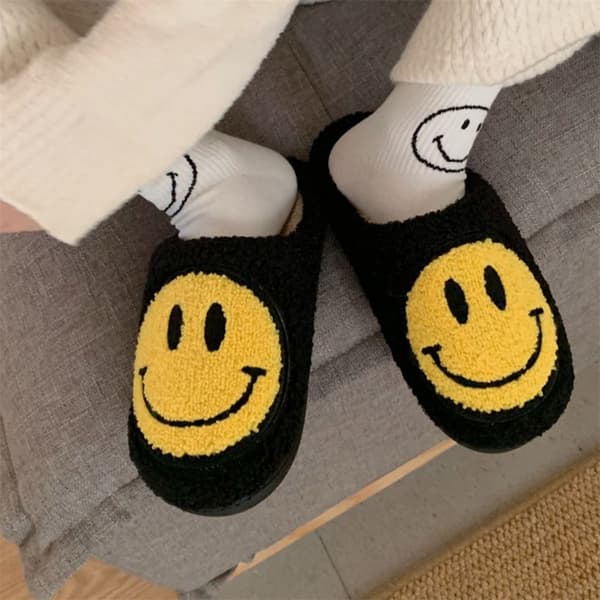 Smiley Kvinnor Vinter Varma Tofflor yellow yellow EU Size 41-42