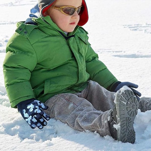 Lasten talvihanskat, 3 paria neulottua lämmintä stretch Gripper -käsinettä pojille tytöille