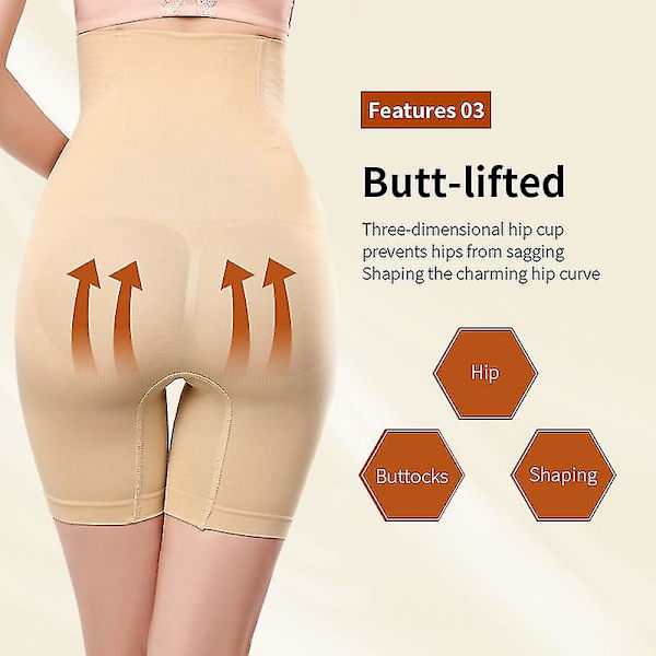 Kvinnors Shapewear Mage Control Shorts Hög midja Butt Lifter Trosa Mid Thigh Body Shaper Black XS-S