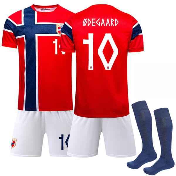 26 NO Fodboldhold Hjemmebanetrøje+shorts+strømper Nr.10 Ødegaard No.10 Ødegaard No.10 Ødegaard S