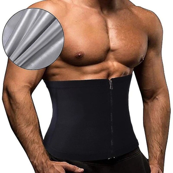 Mænds maveformer Sauna taljetrimmer Body Shaper Mavemotion Sport Vægttab Kropsformer Mavekontrol Slankebælte Lynlås Sølv XXL 3XL