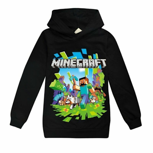 Børn Drenge Minecraft Hættetrøje Træningsdragt Sæt Langærmede Hættetrøjer H sort hættetrøje black hoodie 2-3 years (110cm)