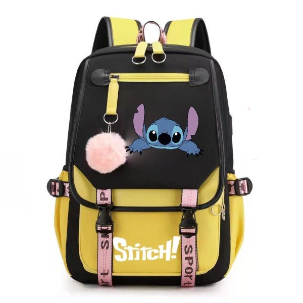 stitch ryggsekk barn ryggsekker ryggsekk med USB-uttak 1stk gul