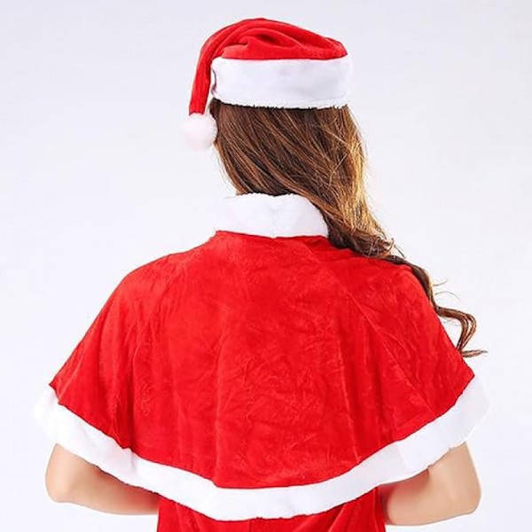 (Barnmodell + vuxenmodell)Mother Christmas Costume Mini Red Velv