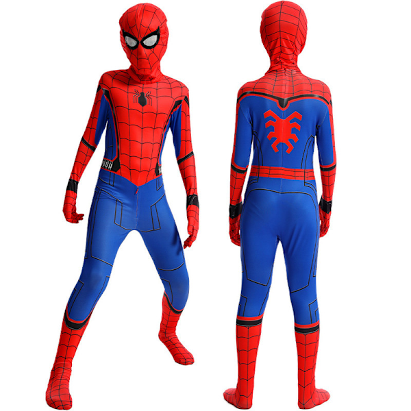 Spider-Man ungdom Halloween-dräkt, vadderad overall med mask Red Blue 2 Red Blue 2 110