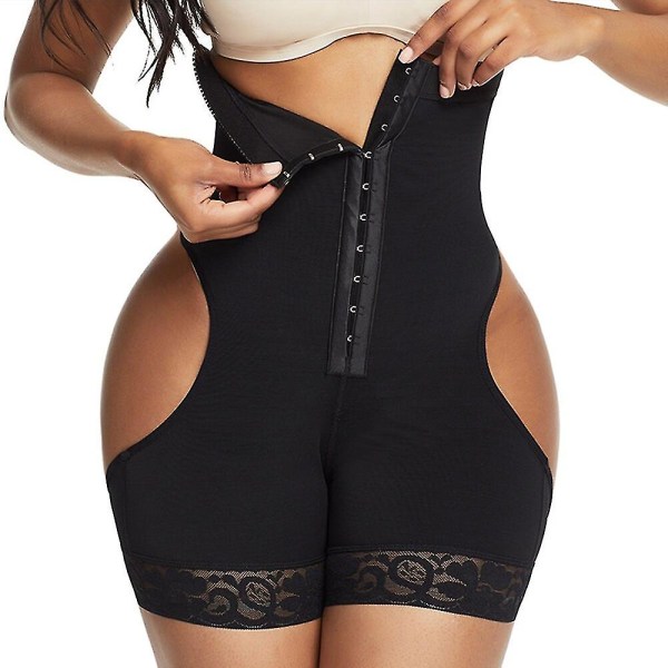 Høy midje rumpeløfter Magekontroll Truser Booty Lift Tugging Undertøy Shaper Workout Midjetrener Korsett Shapewear, svart 4XL