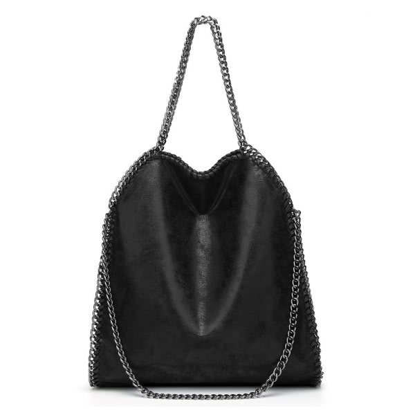 Skulderveske dame kjede luksus veske kjede myk veske crossbody veske dame veske Black-WELLNGS m