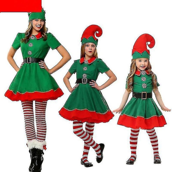 Jule-forældre-barn-outfit Småbørnsferie nissekostume Småbørnsjuletøj Julemandskostume Es GIRL GIRL 120