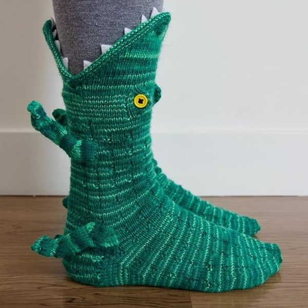 Kvinders sjove dyrestrømper Nyhed Krokodille Gulvstrømper Christmas Creative 3D strikkede sokker Trendy Shark Socks Krokodille