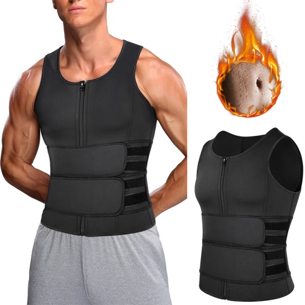 Män hapewear Waist trainer Bastukostym Träningsväst Black S