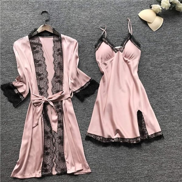 Sovkläder Set Silk Pyjamas Nattlinne (4 delar set)