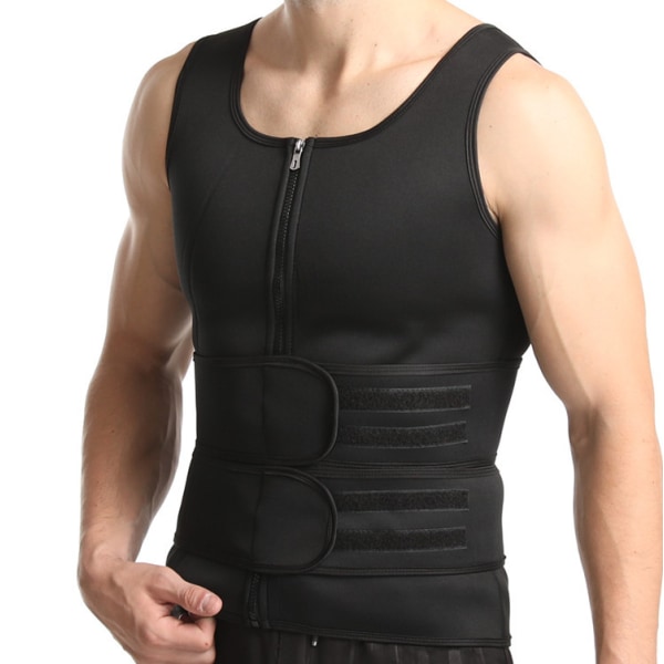 Män Shapewear Waist trainer Bastukostym Träningsväst Black 3XL