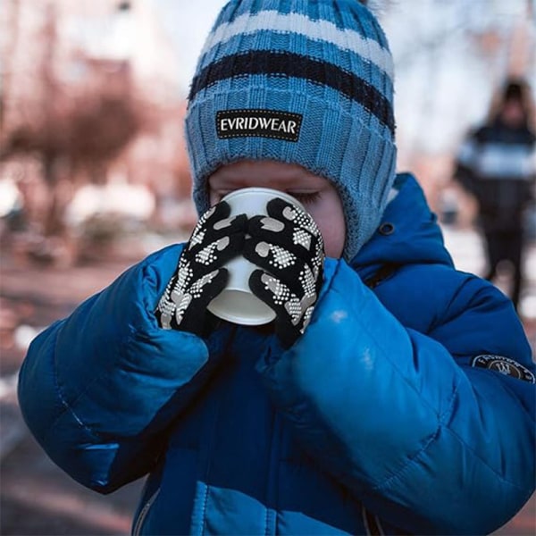 Barn Vinterhandskar, 3 par stickade Varm Stretch Gripper Barnhandskar för pojkar Flickor