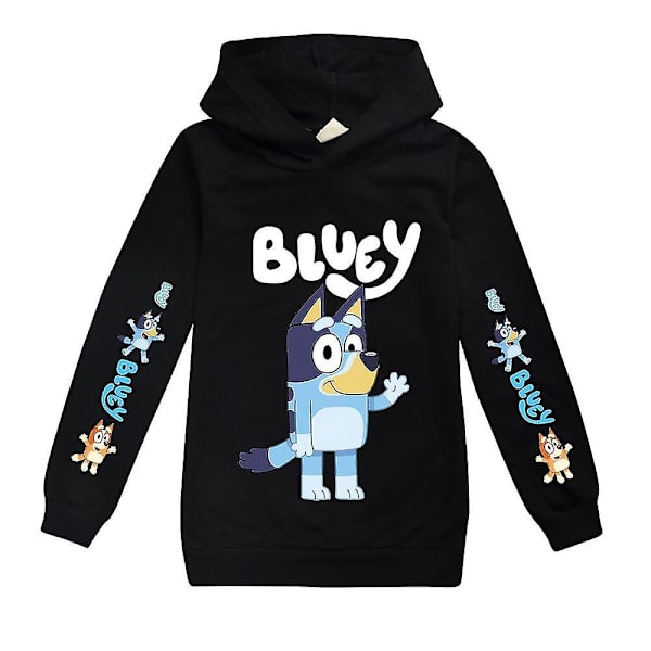 Bingo Bluey Sarjakuvaprintti Hupparit Lapset Pojat Tytöt Rento huppari Pusero Huppari Topit Black 7-8 Years