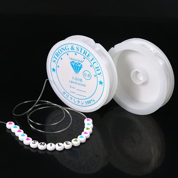 Klar Pärltråd, 2 Stycken Elastisk Armbandstråd, 0,6 mm 0,8 mm Elastisk Armbandstråd, Kristall Elastisk Tråd för DIY, Pärlor, Armband, Hantverk
