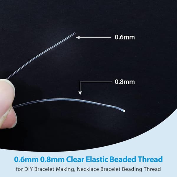 Klar Pärltråd, 2 Stycken Elastisk Armbandstråd, 0,6 mm 0,8 mm Elastisk Armbandstråd, Kristall Elastisk Tråd för DIY, Pärlor, Armband, Hantverk