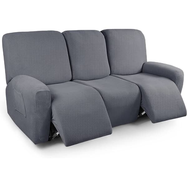 Tresitsig allomfattande elastisk fåtölj sofföverdrag enfärgad polarfleece soffkuddeöverdrag för alla årstider Three-seater