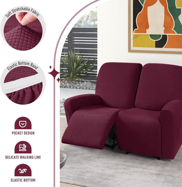 Tvåsitsig allomfattande elastisk vilstolssofföverdrag enfärgad polarfleece soffkuddsöverdrag för alla årstider Two-seater