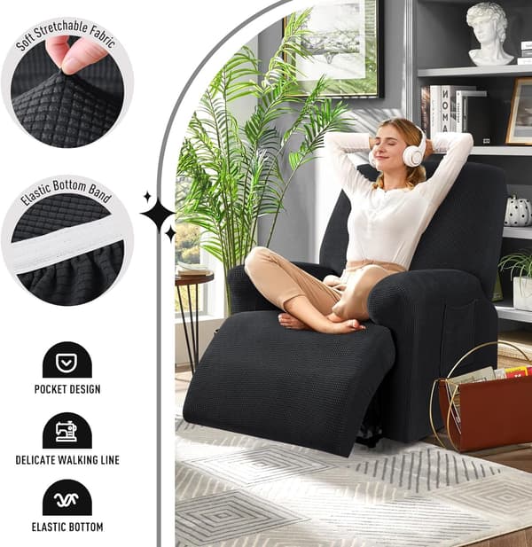 Enkel sits All-inclusive elastiskt överdrag för vilstol enfärgad polarfleece soffkuddsöverdrag för alla årstider Single seat