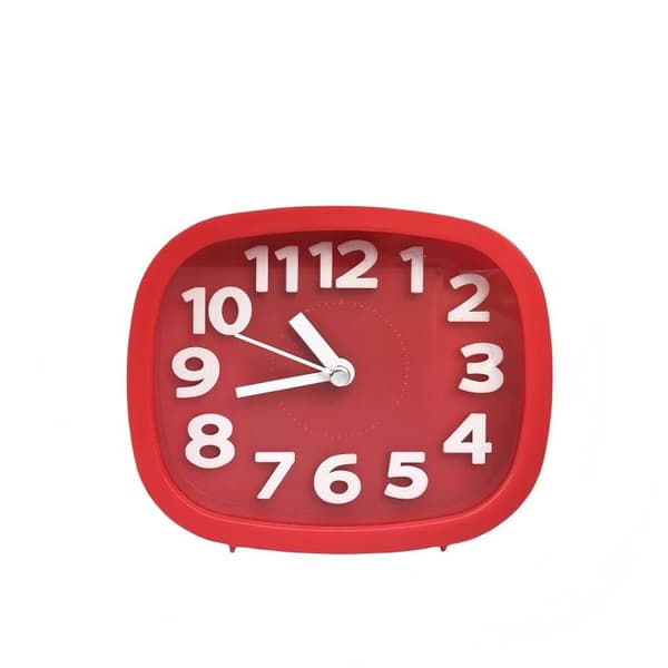Tyst väckarklocka för flickor/pojkar, enkel design Square Red