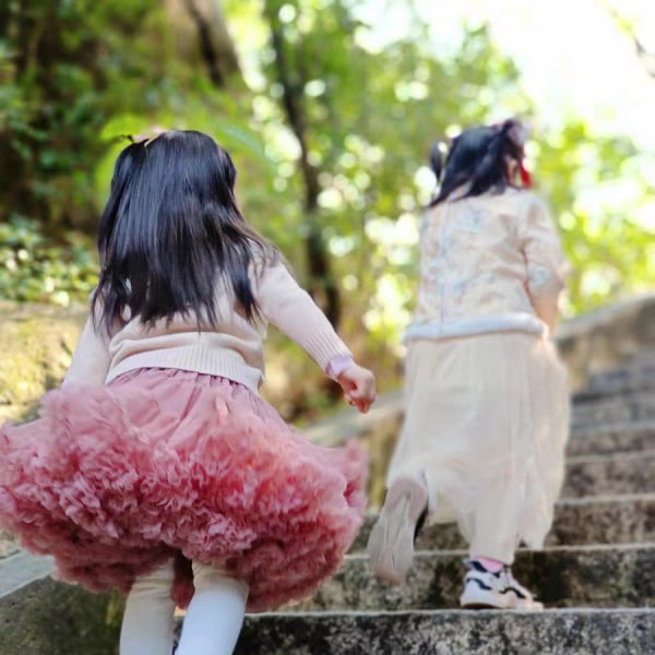 Tutu-kjol Flickor Baby Princess Halvkjol Moderiktig fluffig barnkjol Rainbow Fantasy Pink 90