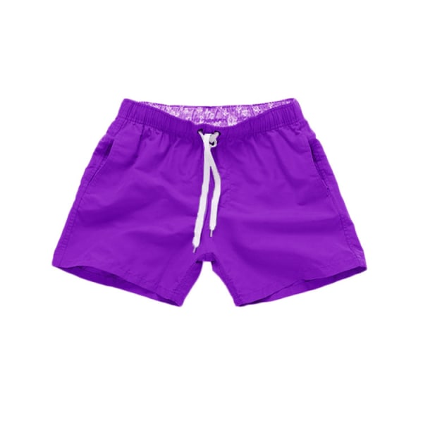 Beachwear Herrshorts Sommar surfbyxor Solid purple S