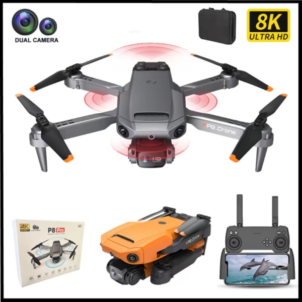 Pro Folding Drone Borstlös Quadrocopter 8k Hd Aerial Photography Drone orange 4 batteries