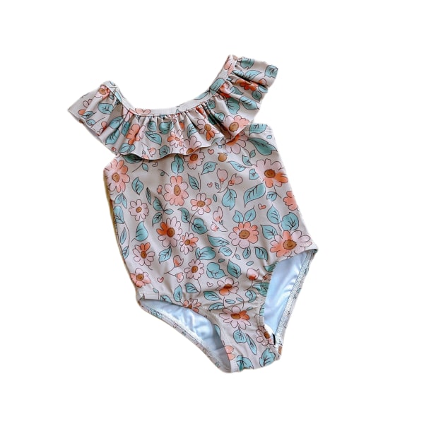 Bikini one-piece för flickor Baby volang Princess ryggbaddräkt 100