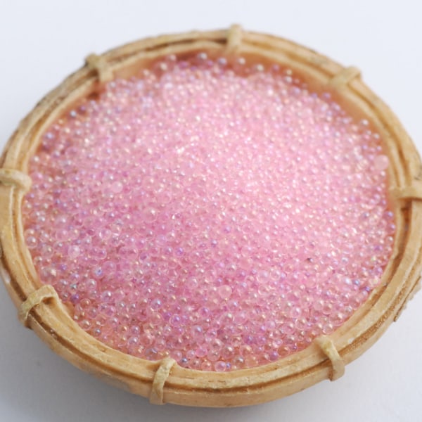 100g Transparent Färgglad Nageldekoration Crystal Bubble Beads pink