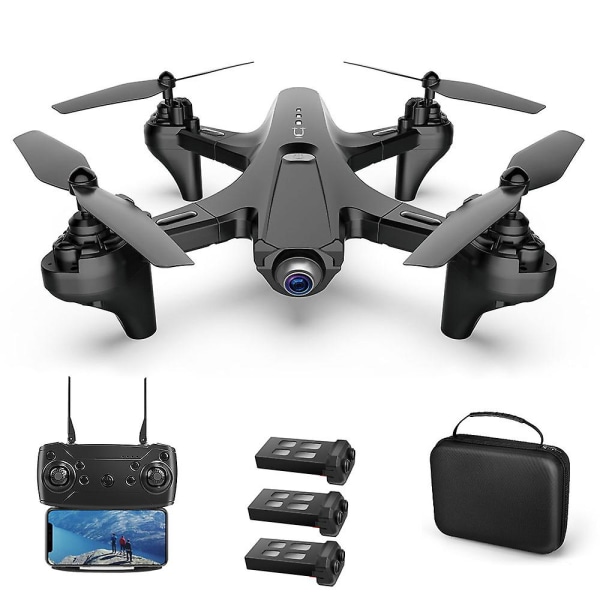 Rc Drone Med Kamera Dual Camera Drone 1080p Rc Quadcopter Wifi Fpv Drone Folding Drone Headless Mode One Key Return Drone svart 1 battery