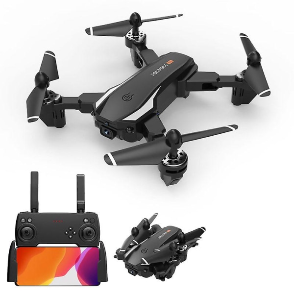 Drone Clearance Vikbar drone med kamera Hd 1080p Dual Camera Fpv- drone för nybörjare Gestkontroll svart 2 batte
