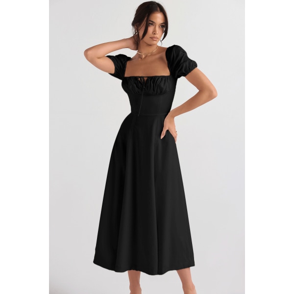 Temperament Ärmlös Mode High end Strap Dress black XL