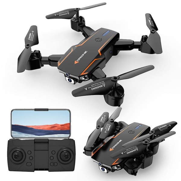 Vikbar drone med kamera Hd 1080p kamera Fpv drone för nybörjare Gestkontroll svart 4 batter