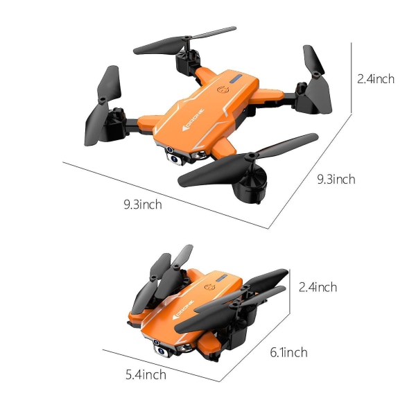 Vikbar drone med kamera Hd 1080p kamera Fpv drone för nybörjare Gestkontroll orange 1 batte