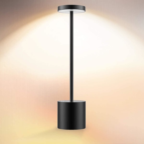 Sladdlös bordslampa, led metall USB uppladdningsbar 6000 mah 2-nivåers ljusstyrka Nattljus Skrivbordslampa Läslampa Black