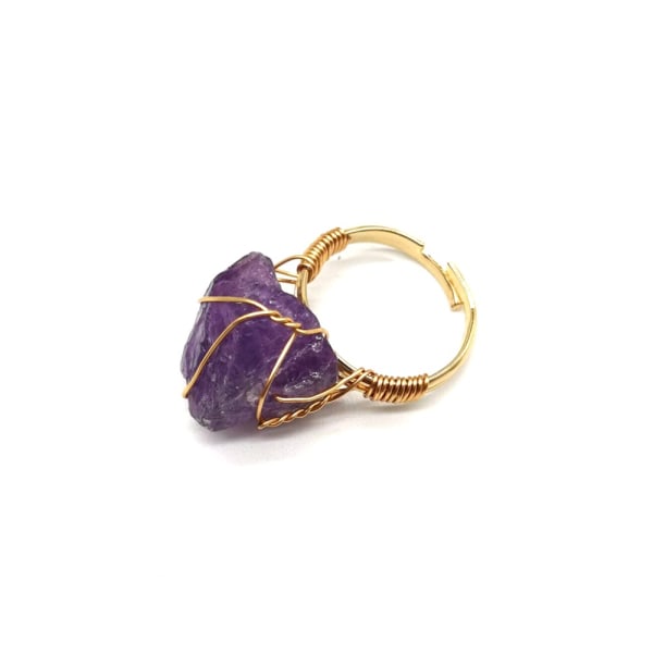 Handlindad original stenagatring justerbar för kvinnor amethyst